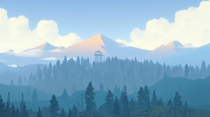 Forest, Firewatch, artwork, mountains, HD wallpaper | Wallpaperbetter