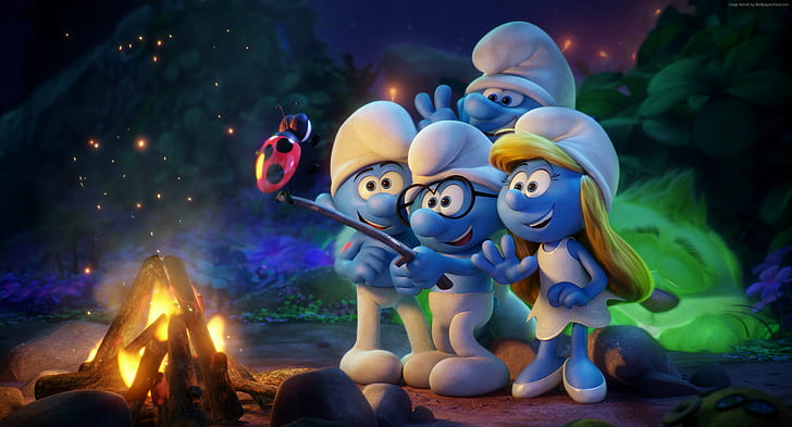 bästa animationsfilmer, Klumpig, selfie, Smurfar: The Lost Village, Smurfette, Hefty, HD tapet