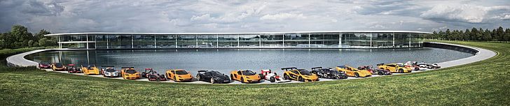 Auto, McLaren F1, McLaren F1 GTR, McLaren Formel 1, McLaren M1B, McLaren MP4 12C, McLaren MP4 12C GT3, McLaren P1, McLaren Technologiezentrum, Mehrfachanzeige, Dreifachbildschirm, HD-Hintergrundbild