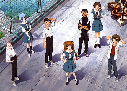 Neon Genesis Evangelion, Asuka Langley Soryu, Ikari Shinji, Ayanami Rei, Fond d'écran HD HD wallpaper