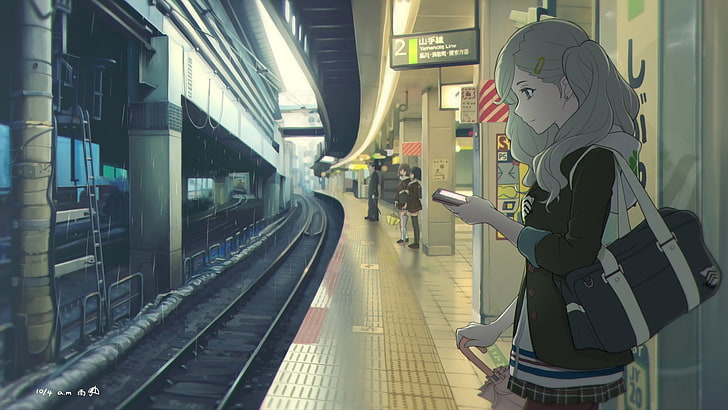 persona 5, takamaki anne, estación de tren, lloviendo, juegos de anime, Anime, Fondo de pantalla HD