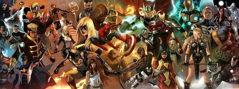 Marvel Comics, Personagens de desenhos animados, super-heróis, cartaz de heróis da maravilha, quadrinhos de maravilha, personagens de desenhos animados, super-heróis, HD papel de parede HD wallpaper