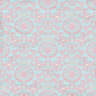бело-розовый цветочный шаблон, фон, узор, обои, орнамент, винтаж, текстура, бумага, HD обои HD wallpaper
