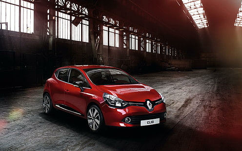 Renault Clio 3 2013, rouge 3 portes à hayon, renault, 2013, clio, voitures, Fond d'écran HD HD wallpaper