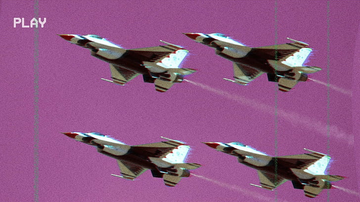 1920x1080 px, samolot, General Dynamics F, glitch Art, myśliwiec wielozadaniowy, vaporwave, VHS, Tapety HD