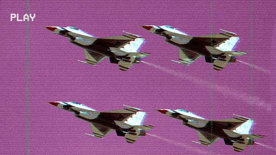 1920x1080 px, aeronave, General Dynamics F, Glitch Art, Multirole Fighter, vaporwave, VHS, HD papel de parede HD wallpaper
