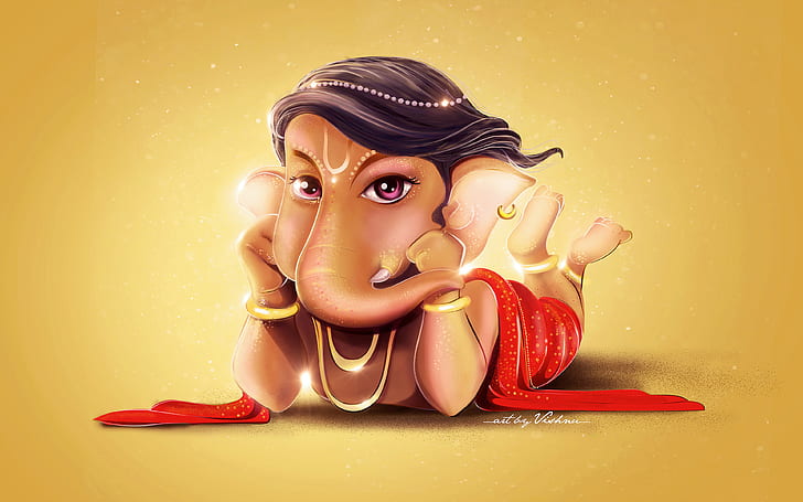 Cute Lord Ganesha HD 4K, Cute, Lord, Ganesha, HD wallpaper