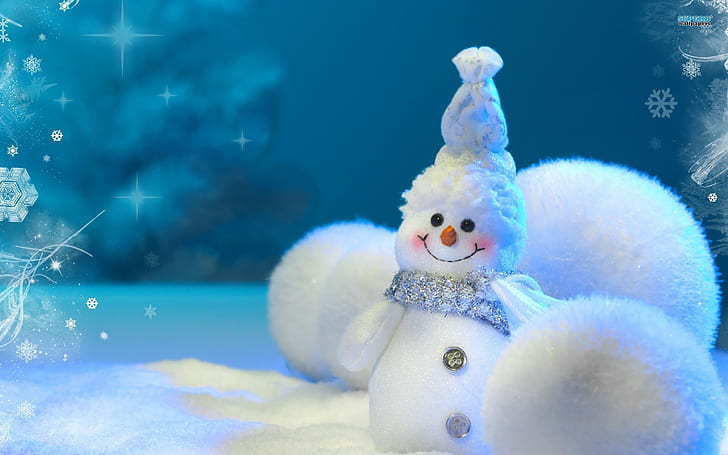 Снежен човек, сладък, малък, празници, сняг, зима, празник, снежен човек, сладък, малък, празници, сняг, зима, празник, HD тапет