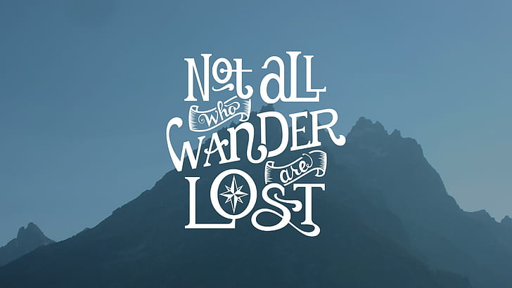 blue, quote, simple background, mountains, J. R. R. Tolkien, typography, simple, HD wallpaper