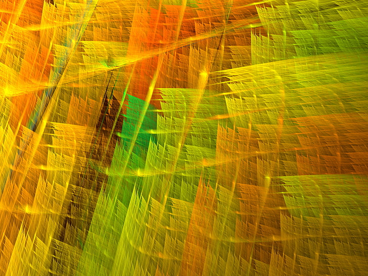 Abstract, Fractal, Apophysis (software), Green, Orange, Texture, HD wallpaper