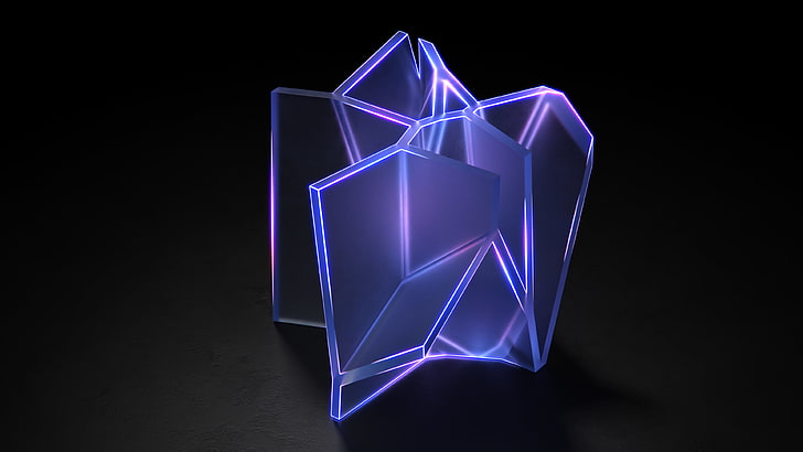 акриловая лампа с фиолетовым светодиодом, абстракция, 3D, стекло, HD обои