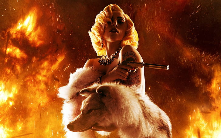 Lady Gaga, wanita, pistol, gadis dengan senjata, Wallpaper HD