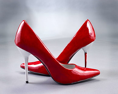 accessory, elegance, fashion, footwear, high heels, ladies shoes, pair, pumps, red, woman, HD wallpaper HD wallpaper