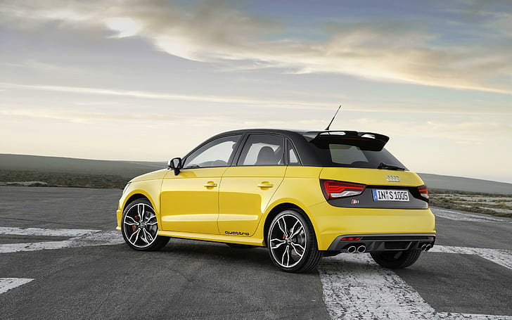 2014 Audi S1 ​​Quattro 2, gelber Audi A1 Sportback, Audi, Quattro, 2014, Autos, HD-Hintergrundbild