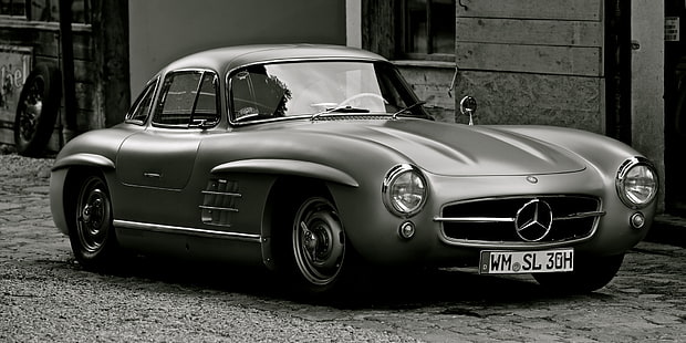 Мерседес-Бенц серого цвета, классика, Купе, Mercedes-Benz 300 SL, HD обои HD wallpaper