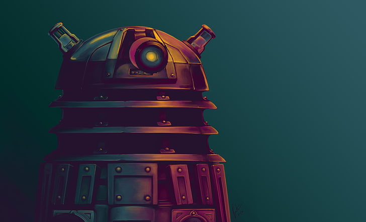 gray illustration, Doctor Who, Daleks, artwork, HD wallpaper
