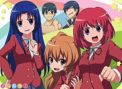 Anime, Toradora !, Ami Kawashima, Kitamura Yus, Minori Kushieda, Ryuuji Takasu, Taiga Aisaka, Yusaku Kitamura, Wallpaper HD HD wallpaper