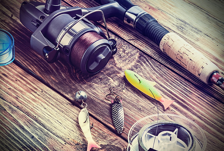 wood, fishing rod, hook, fishing equipment, HD wallpaper