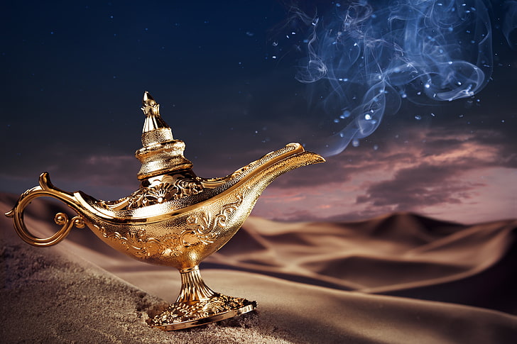 illustrazione marrone della lampada a olio, sfondo, schemi, deserto, lampada, disegni, magia, Sfondo HD