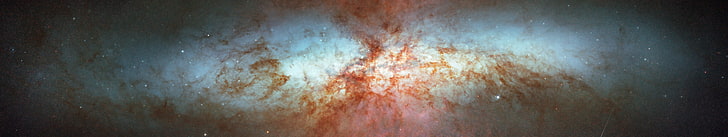 Messier 82, space, stars, suns, nebula, Hubble Deep Field, ESA, lights, galaxy, triple screen, multiple display, HD wallpaper