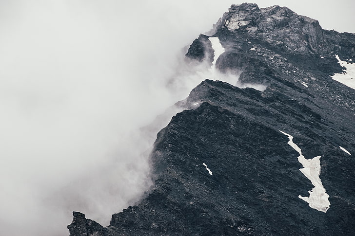 Natur, Berggipfel, Wolken, Schnee, HD-Hintergrundbild