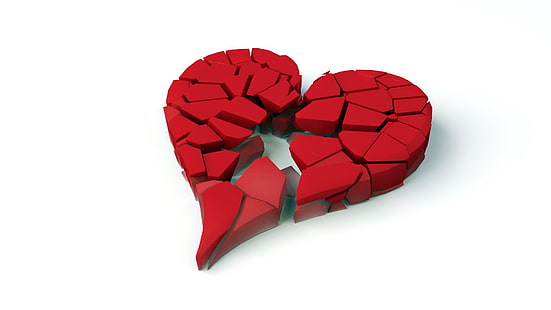 Художественный, Сердце, Разбитое сердце, Красный, HD обои HD wallpaper
