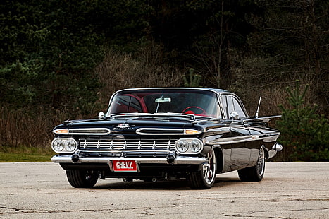 1959, chevrolet, chevy, klasik, custom, hot, hotrod, impala, otot, batang, batang, Wallpaper HD HD wallpaper