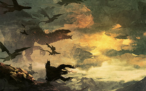 arte de fantasía, dragón, Morgoth, Fondo de pantalla HD HD wallpaper