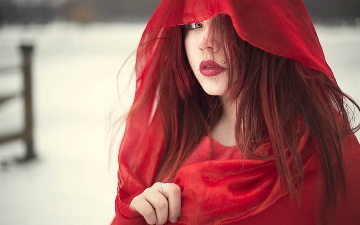 Redhead Red Lips Mode, rousse, lèvres, mode, Fond d'écran HD