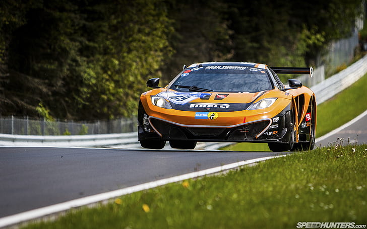 McLaren MP4-12C GT3 Jump Race Car HD, автомобили, кола, състезание, mclaren, скок, 12c, mp4, gt3, HD тапет