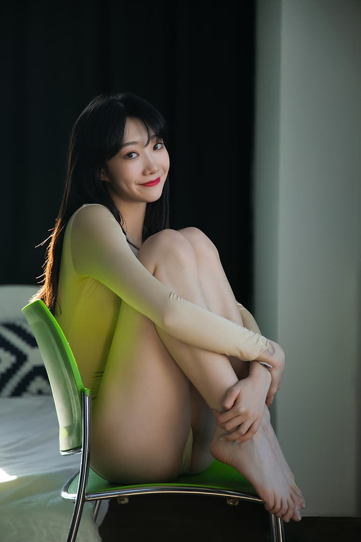 Yuzi Jiang, women, leg up, HD wallpaper