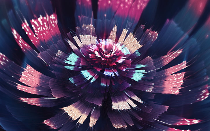 fraktal, bunga fraktal, seni digital, karya seni, abstrak, fraktal 3D, Abstrak 3D, Wallpaper HD