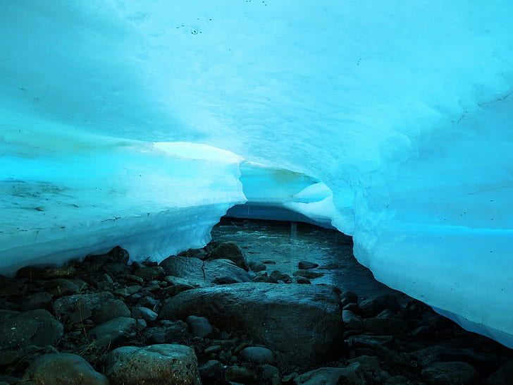 Glacier Ice Tunnel Rocks Stones HD, ธรรมชาติ, หิน, หิน, น้ำแข็ง, อุโมงค์, ธารน้ำแข็ง, วอลล์เปเปอร์ HD