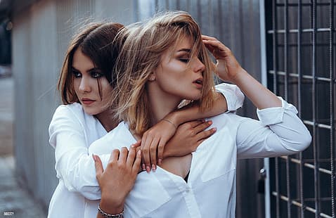 Pose, Haare, Hände, zwei Mädchen, Biocity, Pasha Karpenko, HD-Hintergrundbild HD wallpaper