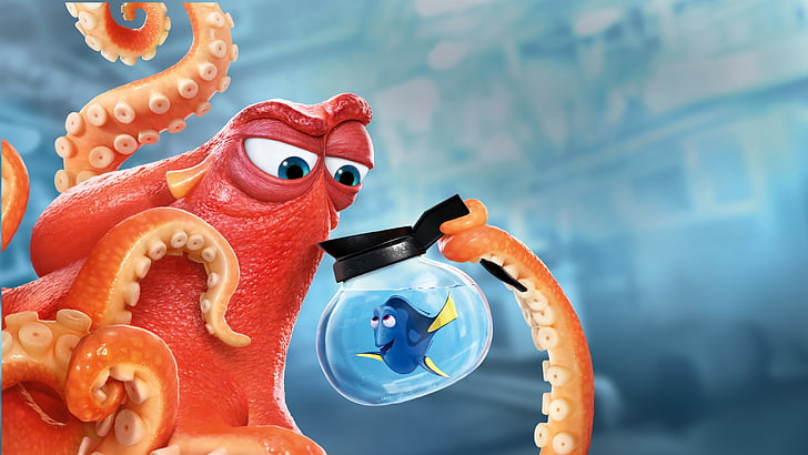 Finding nemo octopus digital wallpaper karakter, Finding Dory, hank, nemo, ikan, gurita, animasi, Wallpaper HD