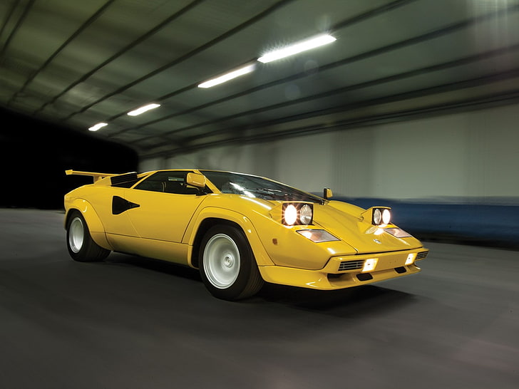 Lamborghini Countach, классическая машина, желтые машины, HD обои