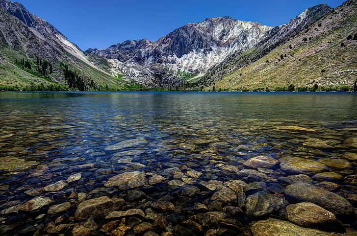 Convict Lake, California, lake near forest with mountains, USA, mountains, California, Convict Lake, lake, HD wallpaper
