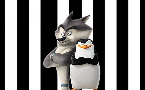 Пингвины Мадагаскара Шкипер и Засекреченные, иллюстрация пингвинов, Мультфильмы, Мадагаскар, Пингвины, Забавные, Волк, Фильм, Мило, Шкипер, Засекреченные, HD обои HD wallpaper