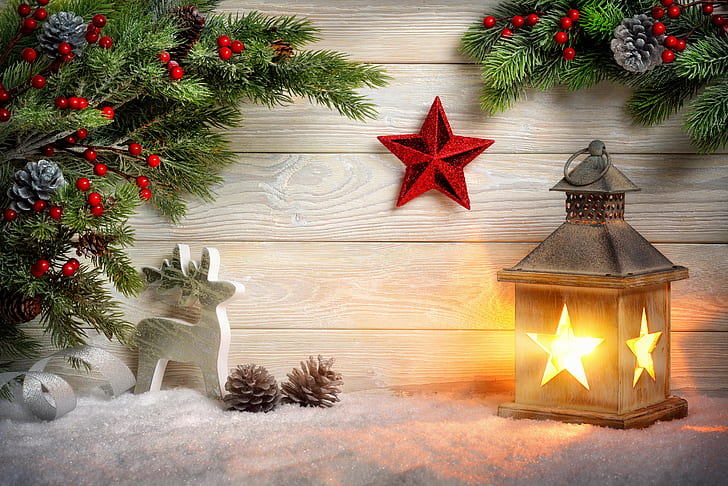 8k, lampu, Tahun Baru, mainan, Natal, dekorasi, pohon cemara, Wallpaper HD