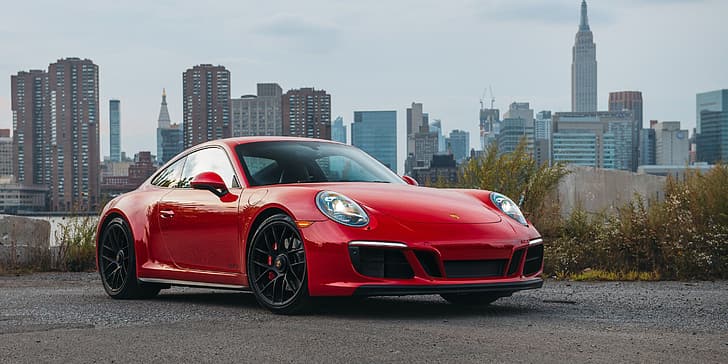 City, Red, Sportcar, Porsche 911 Carrera GTS, HD wallpaper