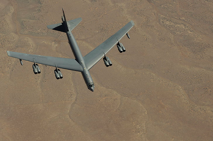 Boeing, bomber, strategic, heavy, B-52, STRATO fortress, flight landscape, HD wallpaper
