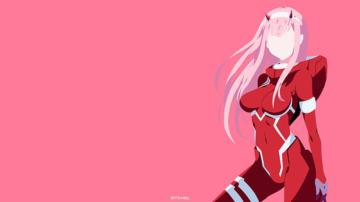 Darling in the FranXX, Zero Two (Darling in the FranXX), Code: 002, filles anime, cheveux roses, Fond d'écran HD