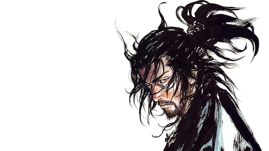 pria dengan ilustrasi rambut panjang, musashi, Vagabond, manga, Wallpaper HD HD wallpaper