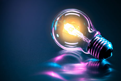 light bulb, abstraction, reflection, wire, art, colorful, source, glass, bulb, emitter, the bulb, light, ., beautiful background, tungsten, HD wallpaper HD wallpaper