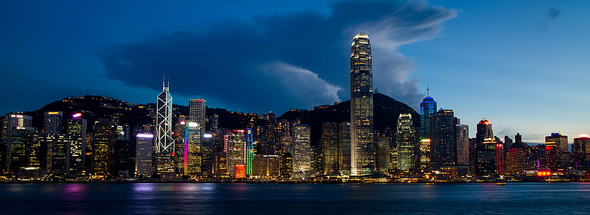 view of city buildings on nighttime, view, city, buildings, nighttime, canon  7d, victoria  harbour, hongkong, landscape, night, color, urban Skyline, cityscape, skyscraper, hong Kong, downtown District, famous Place, urban Scene, architecture, business, asia, harbor, china - East Asia, victoria Harbour - Hong Kong, building Exterior, modern, HD wallpaper HD wallpaper