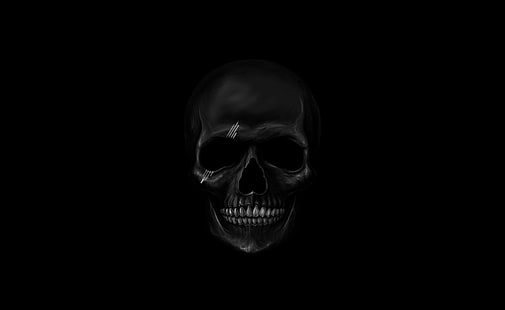 Black Skull, การตกแต่งหัวกะโหลกสีเทาและดำ, Aero, Black, Skull, วอลล์เปเปอร์ HD HD wallpaper