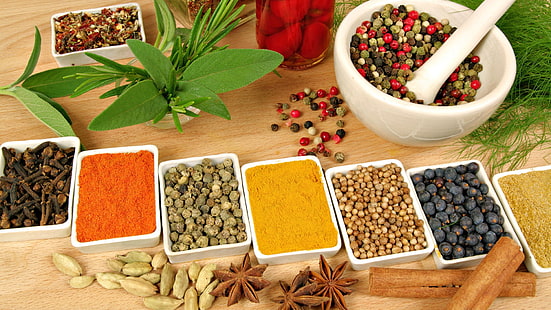 assorted-color herbs, spices, grades, variety, abundance, HD wallpaper HD wallpaper