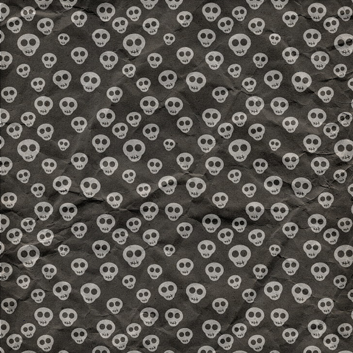papel de impresión de calavera gris y blanco, fondo, calavera, textura, Halloween, Fondo de pantalla HD