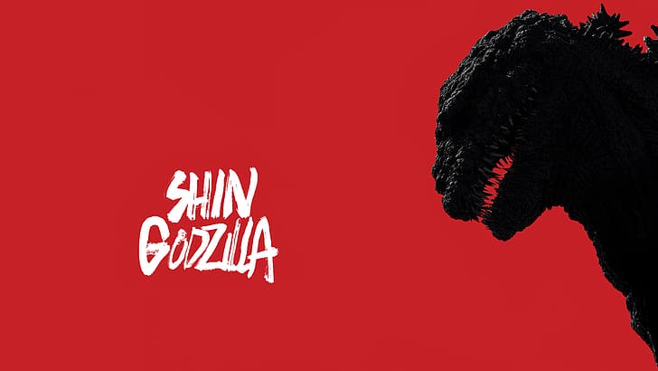 Shin Godzilla, películas, criatura, Japón, Godzilla, fondo rojo, Fondo de pantalla HD