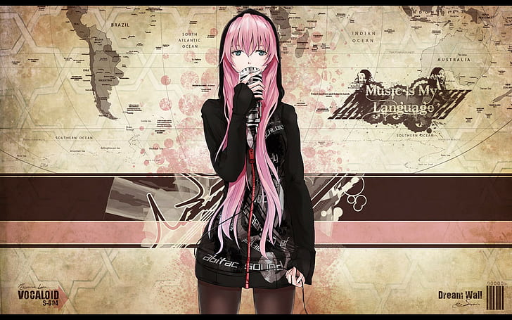 Megurine Luka, Vocaloid, Pink Hair, Anime, Anime Girl, la música es mi idioma, Megurine Luka, Vocaloid, Pink Hair, Anime, Anime Girl, Fondo de pantalla HD